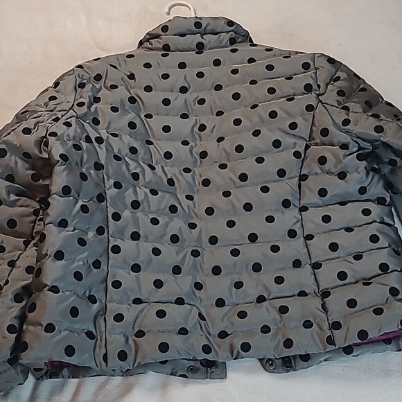 Land's End Polka Dot Black Grey Puffer Jacket XL Down Feather Insulation!! - Picture 8 of 8
